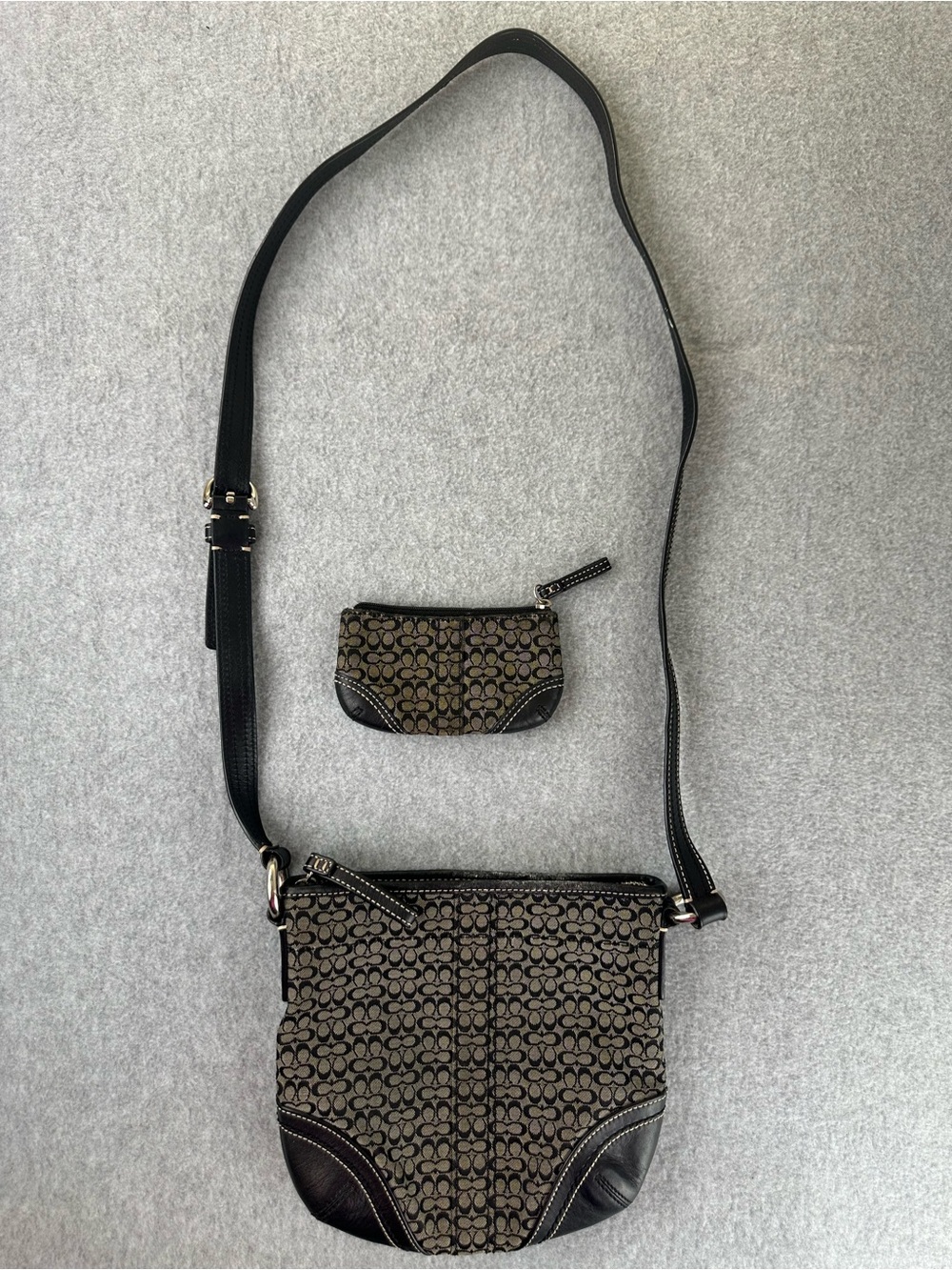 Y2K Coach Soho Signature Swingpack Crossbody Bag & Coin Purse Small C Monogram